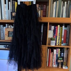 Anthropologie Black Ruffled A-Line Skirt